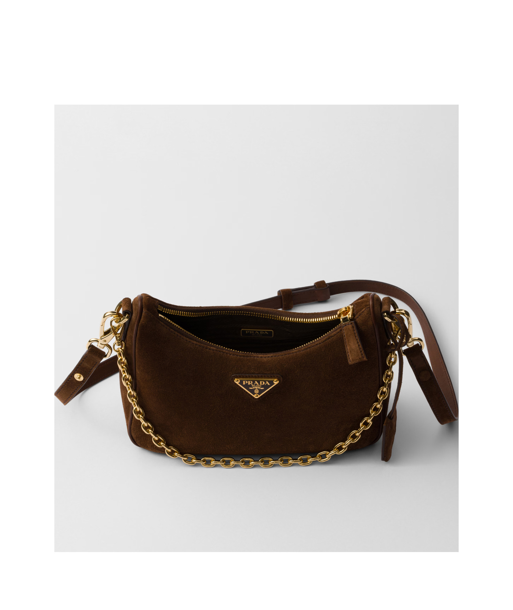 Prada Re-edition Suede Mini-bag In Brown