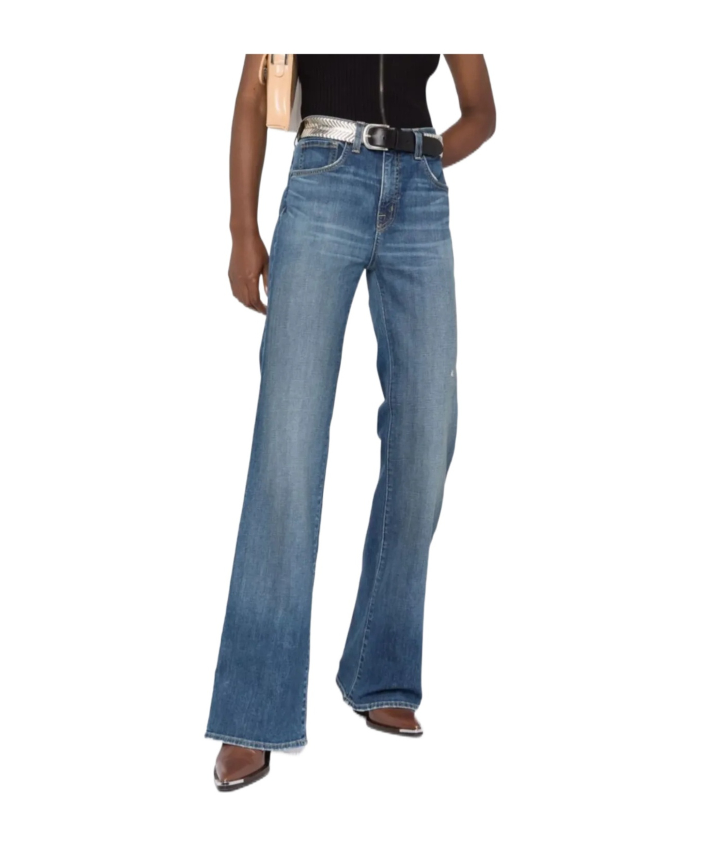 Nili Lotan Florence Distressed High-rise Flared Jeans In Blue