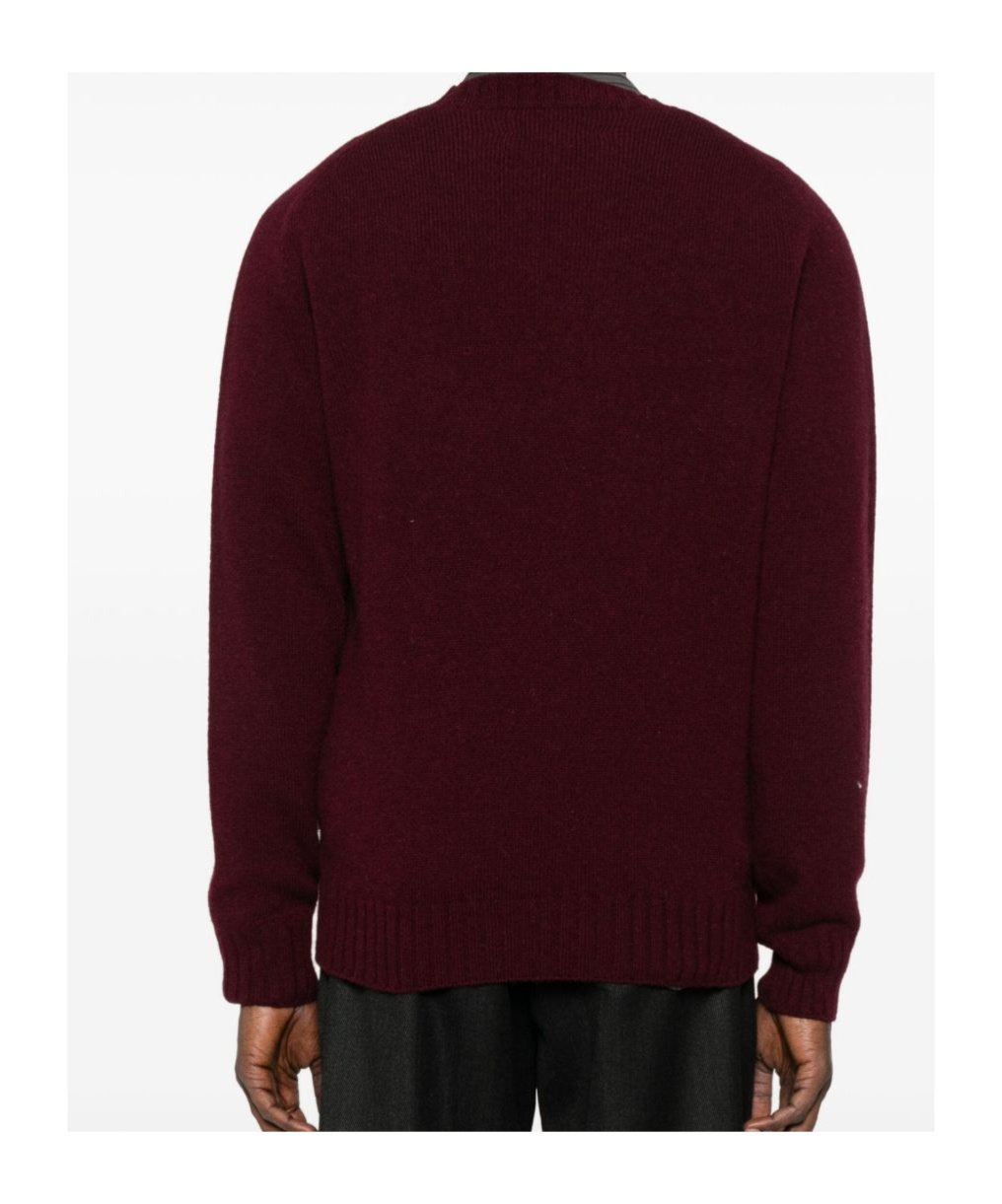 Sebago Deep Red Crew Neck Sweater In Burgundy