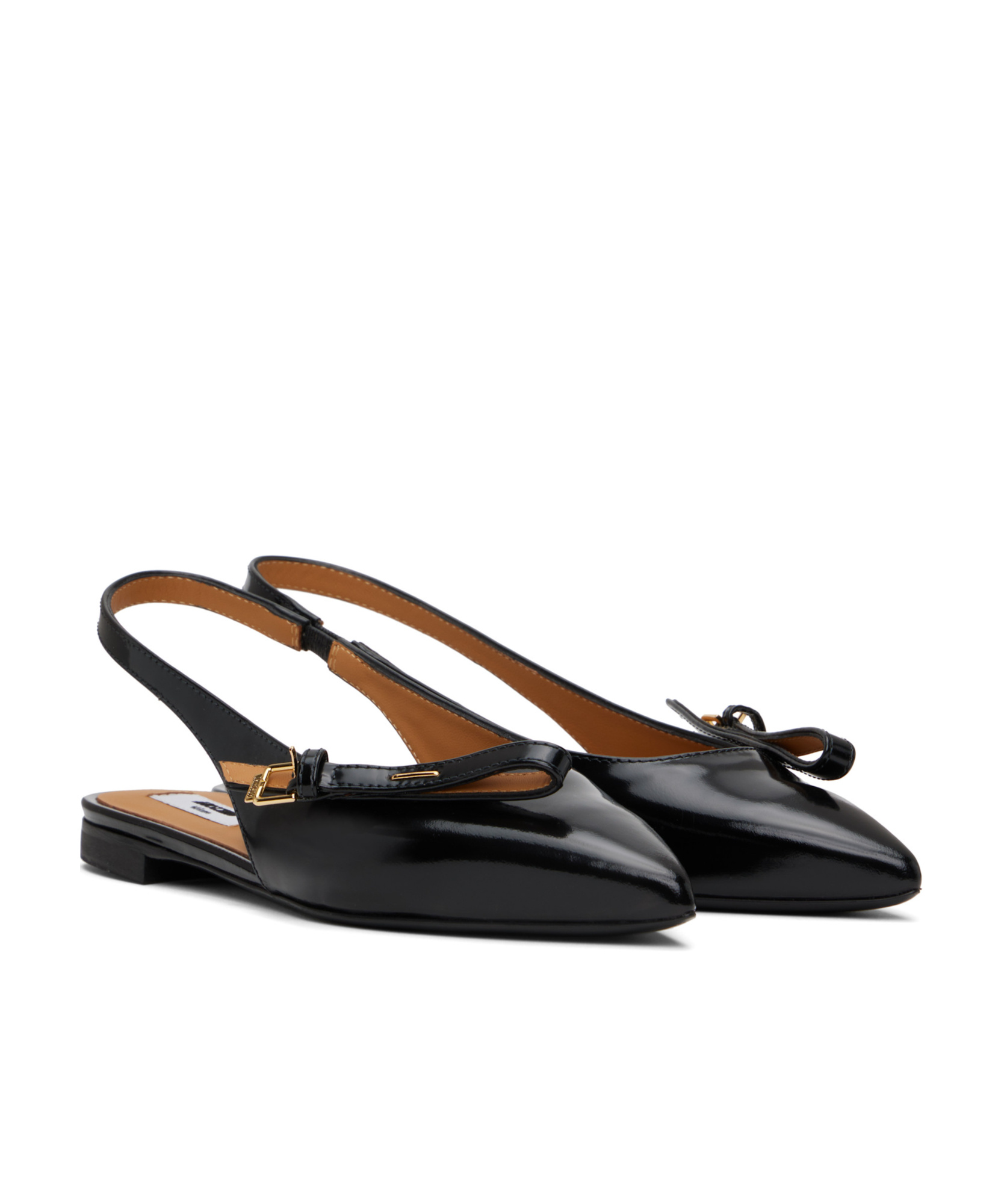 Moschino Pointed Toe Flat Sandals In Black