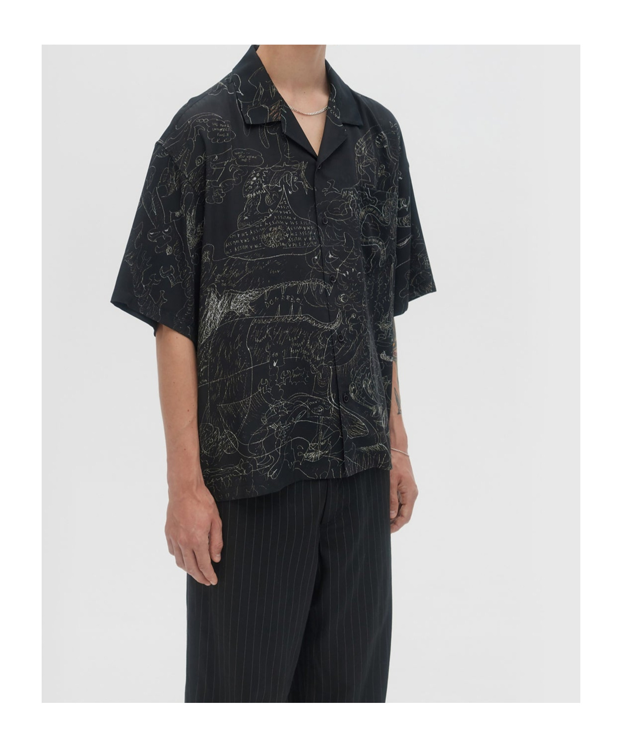 Domrebel Short-sleeved Lapel Shirt In Black