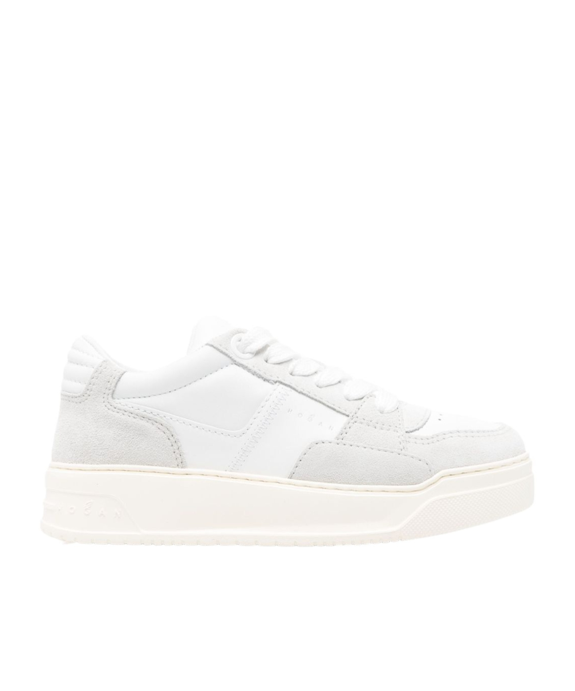Hogan Perforated Toe Rubber Sole Suede Panels Sneakers In White