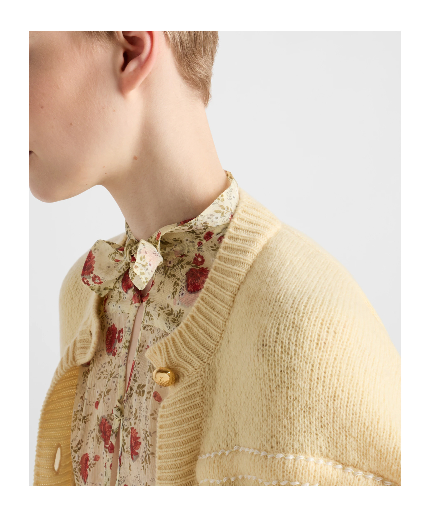 Prada Multiple-pockets Cashmere Cardigan In Nude