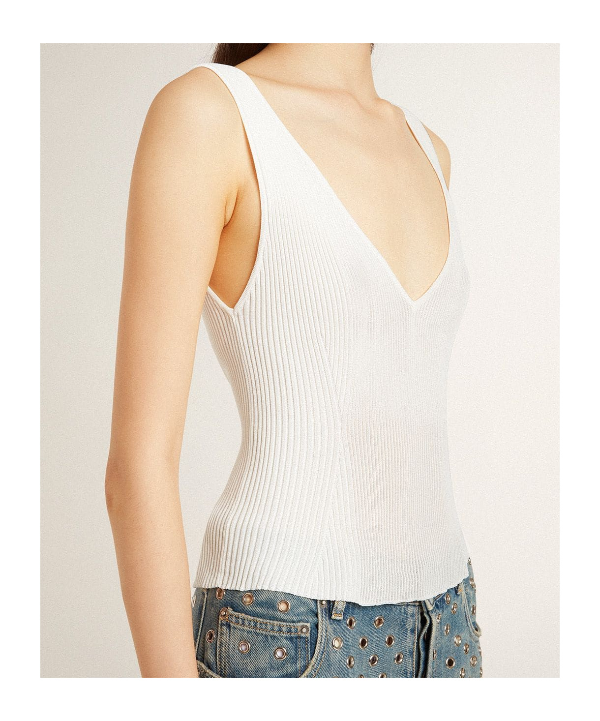 Golden Goose Ribbed Top In White