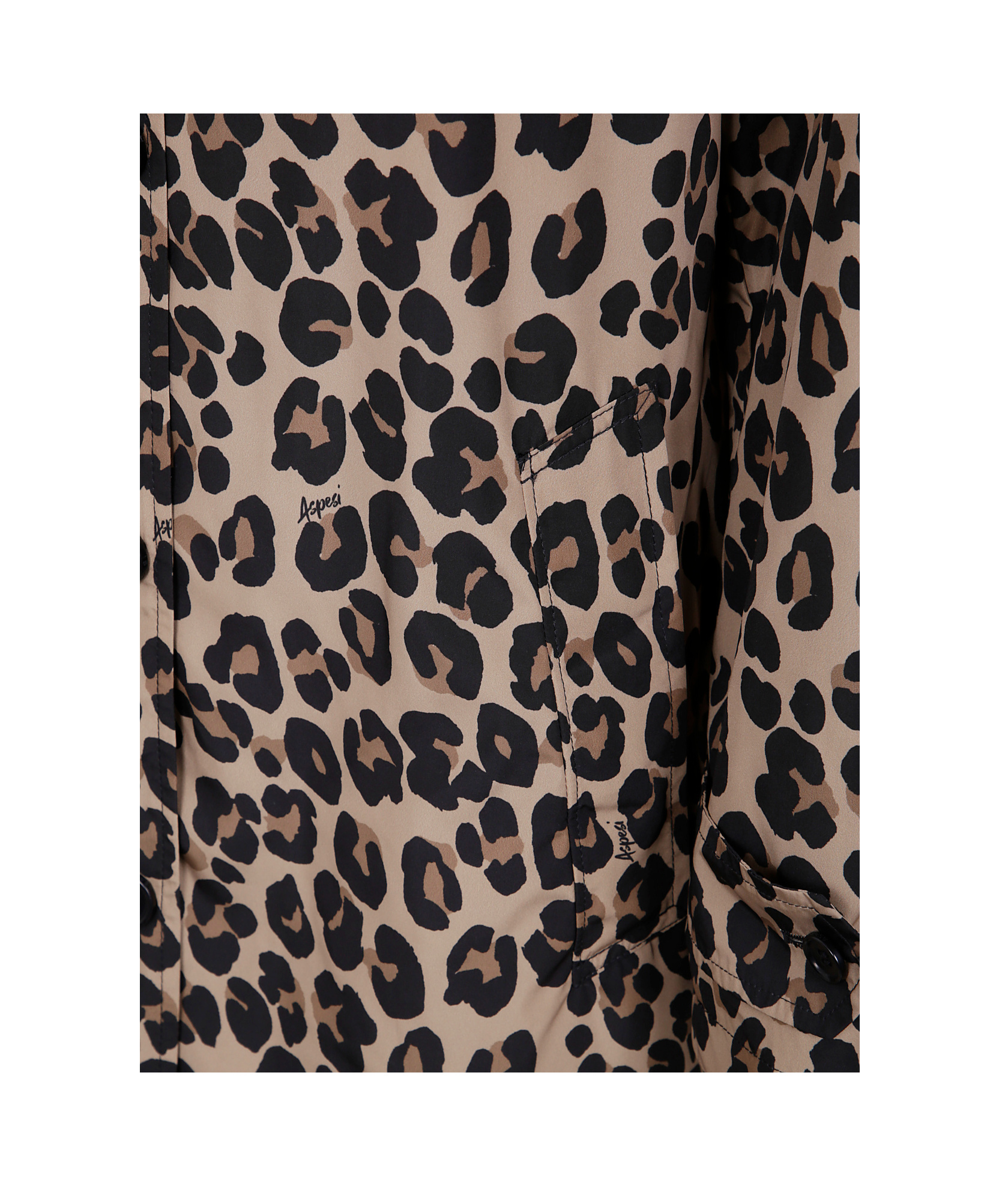 Aspesi Leopard-print Single-breasted Coat In Black