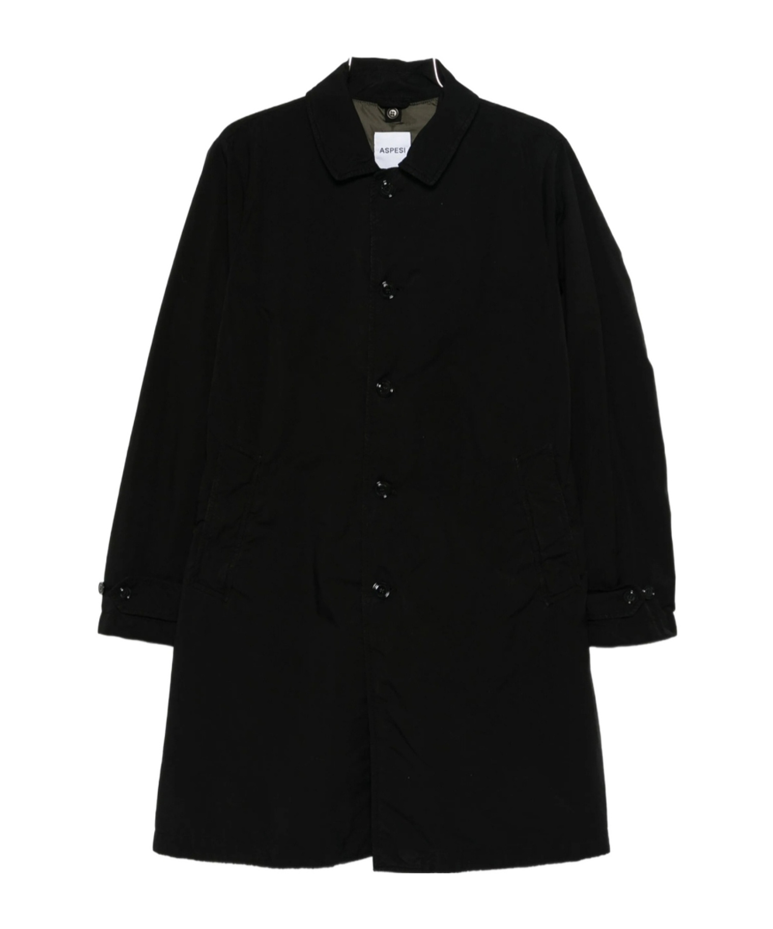 Aspesi Spread-collar Single-breasted Coat In Black