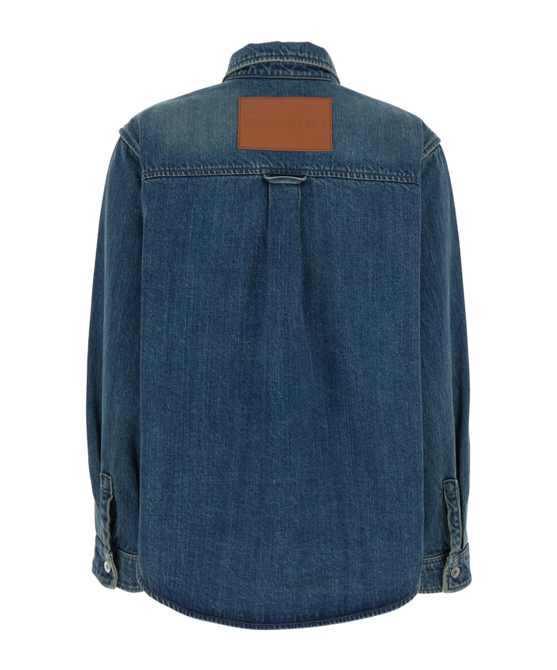 Jil Sander Women Blue Shirt With Classic Collar And Logo Patch On The Rear In Denim Woman In Blue