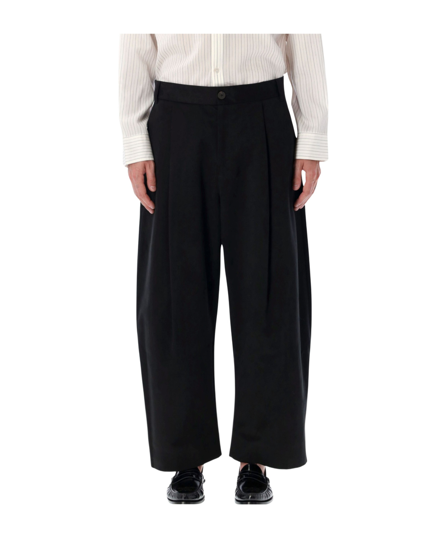 Studio Nicholson Wide-leg Peached Cotton Sorte Trousers In Black