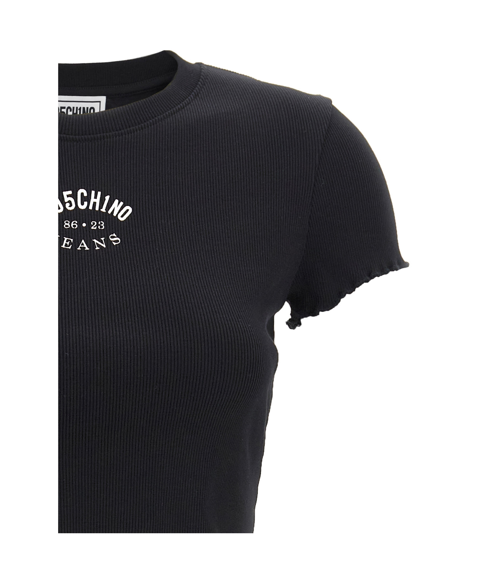 Moschino Open-necked Black Shirt In Black