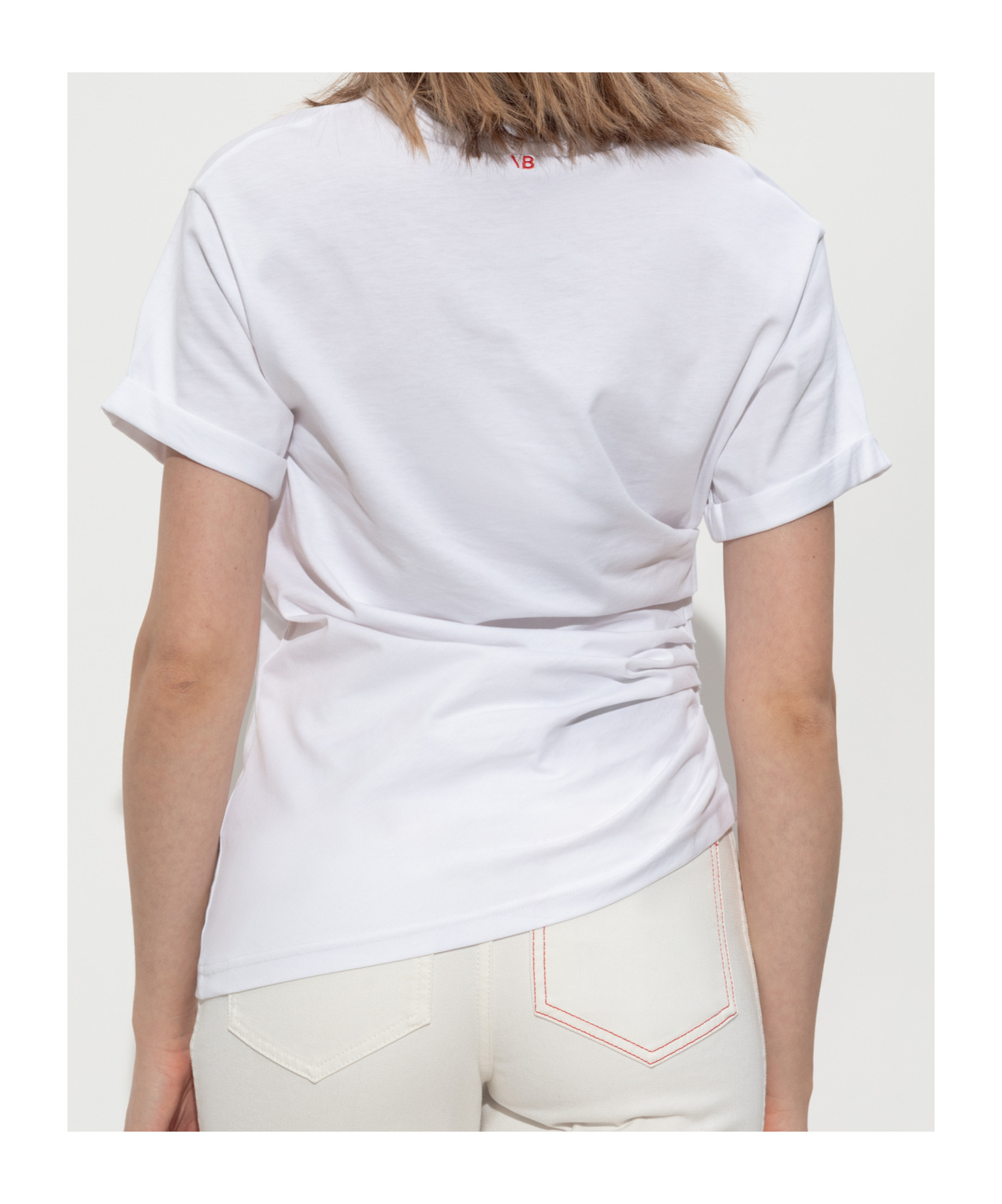 Victoria Beckham Asymmetrical White Cotton T-shirt In White