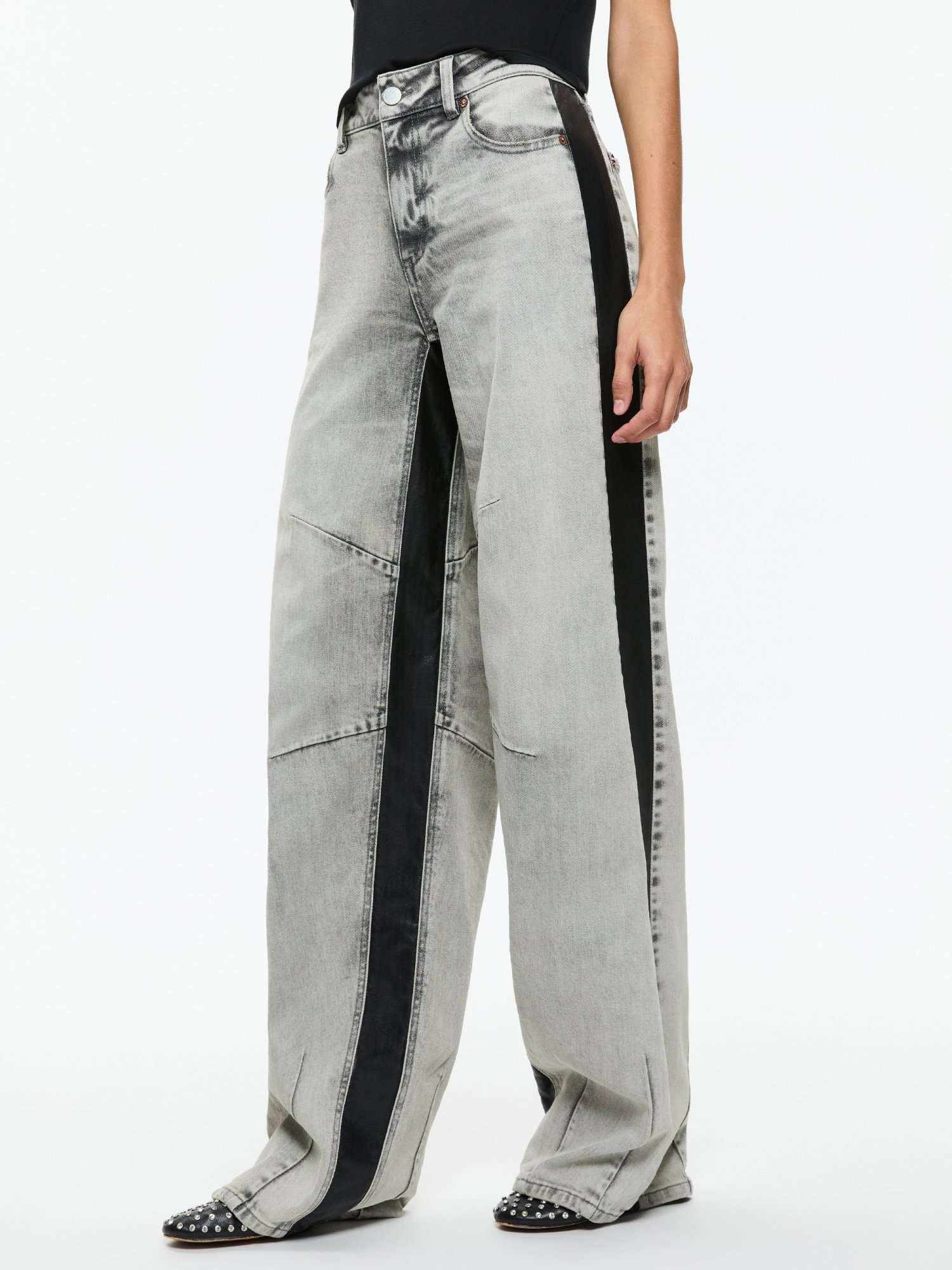 Alice And Olivia Parker Wide-leg Jeans In Smoky Gray
