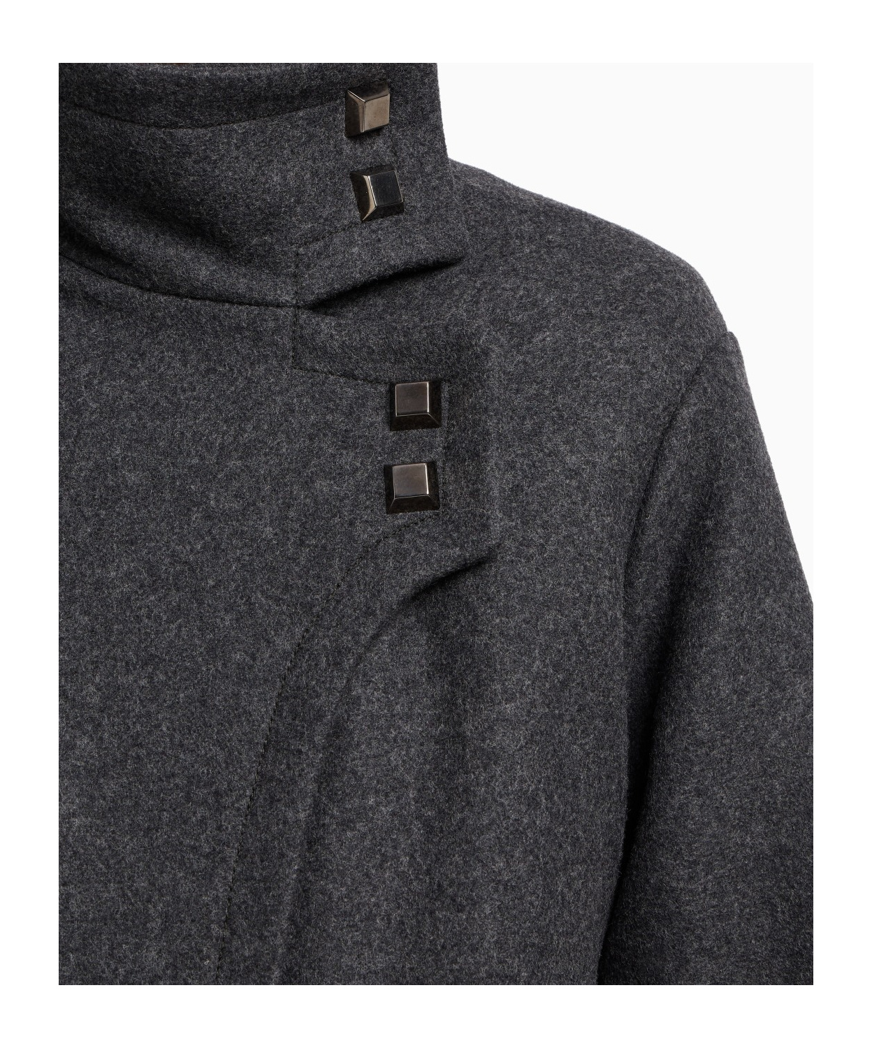 Emporio Armani Polygon Capsule Collection Padded Wool Cloth Coat In Gray
