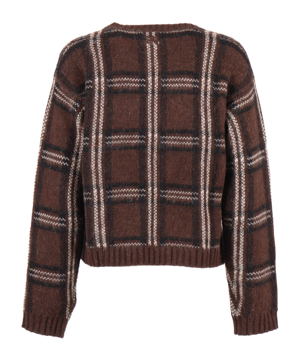 Ermanno Scervino Finely Knit Sweater With Classic Crew Neckline In Brown
