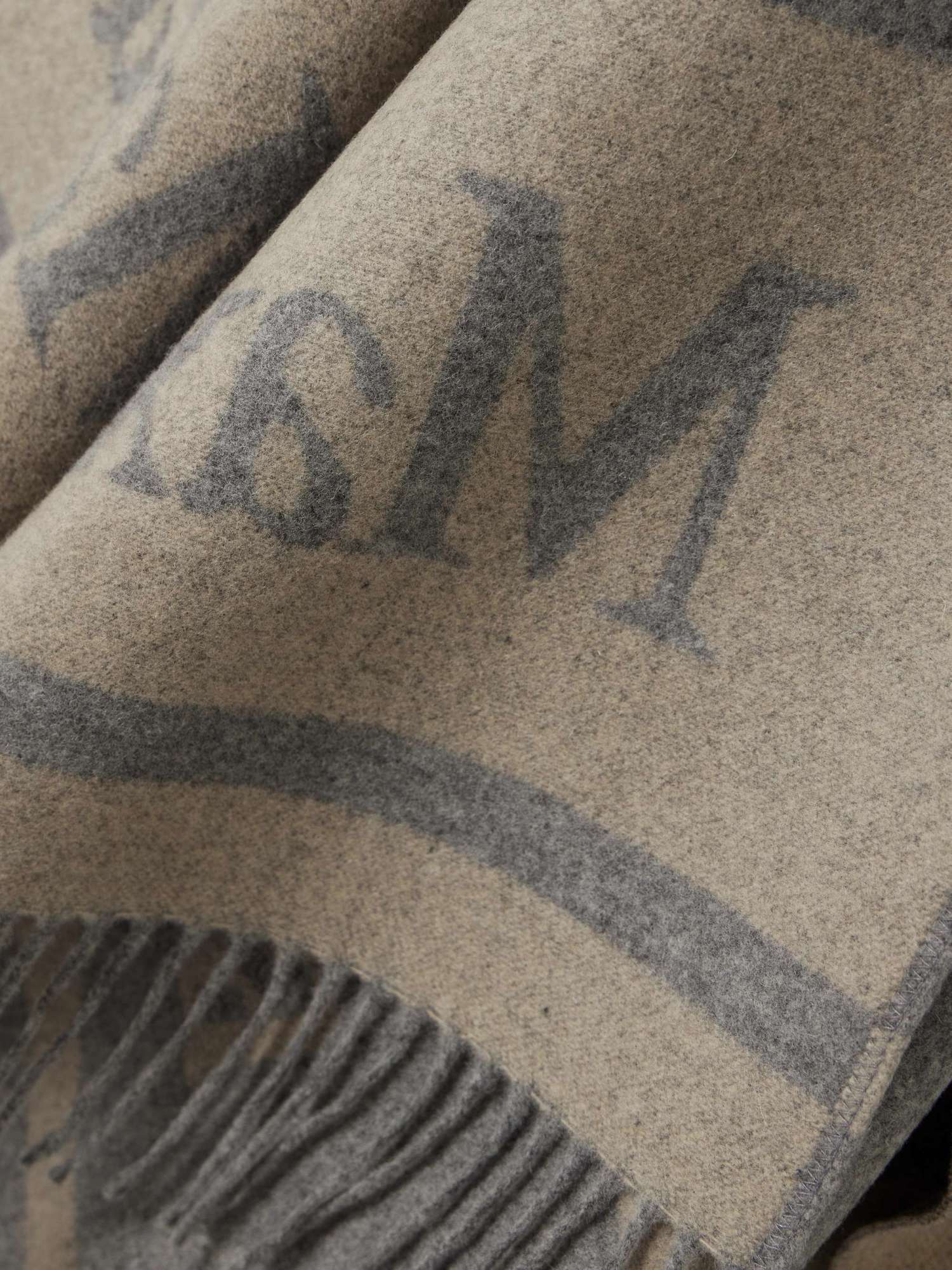 Max Mara Fringed Scarf In Gray