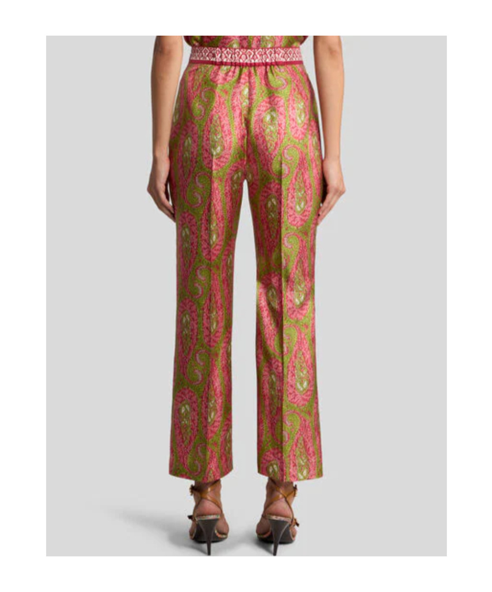 Etro Bootcut Trousers With Placed Paisley Foliage Print In Brown