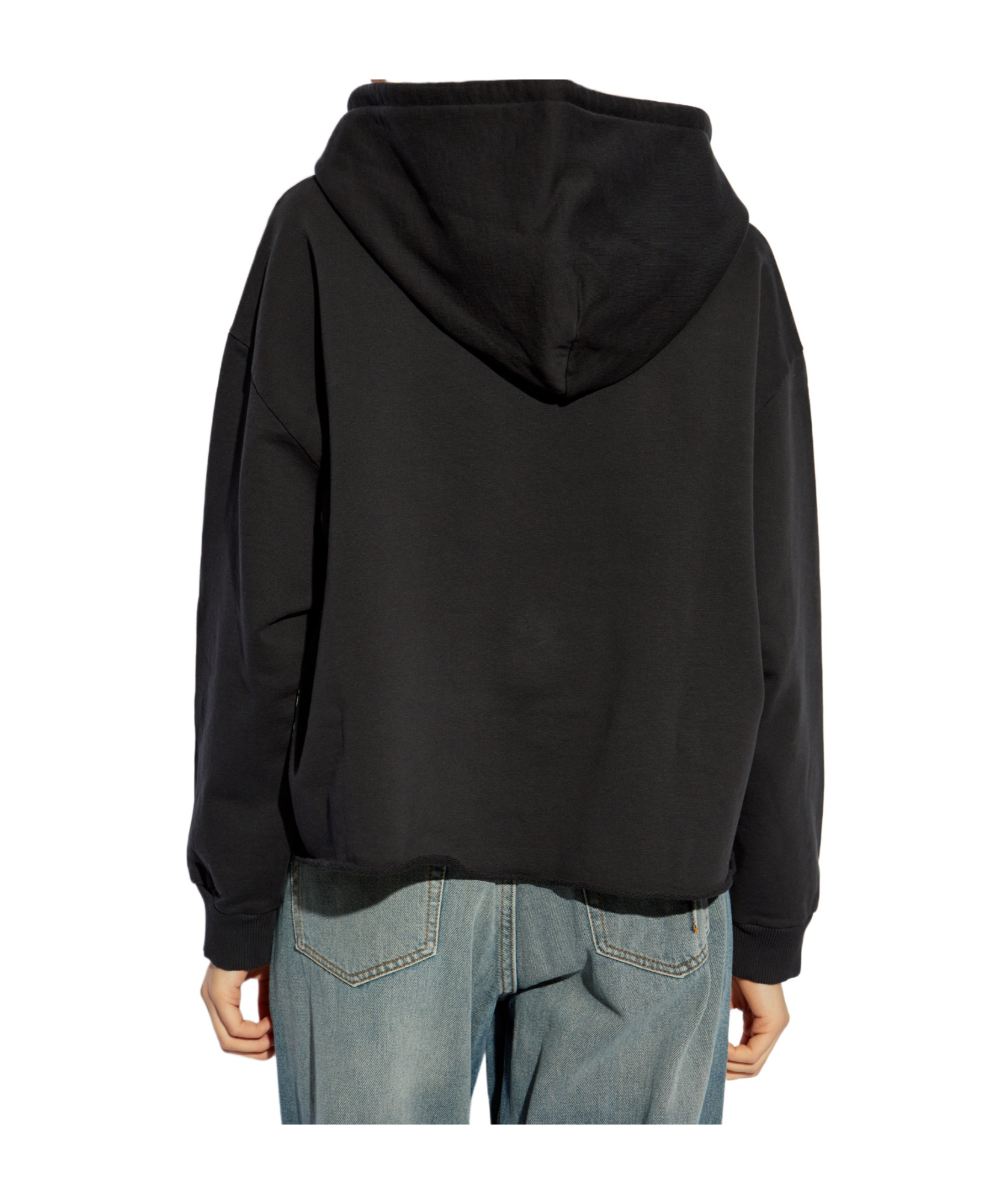Mm6 Maison Margiela Raw Edges Hoodie With Drawstring Hood In Black