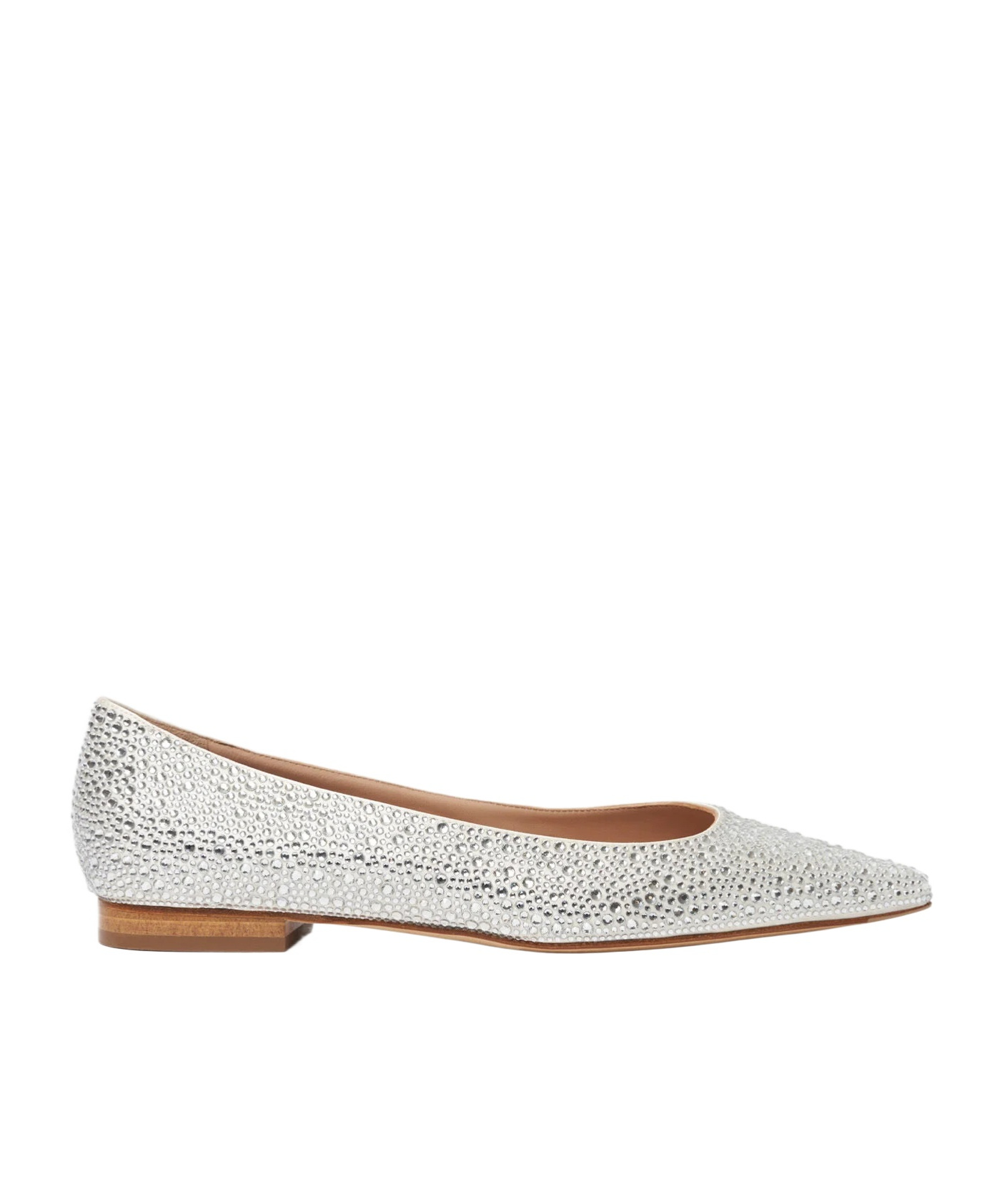 Scarosso Iris Embellished Satin Ballet Flats In Silver