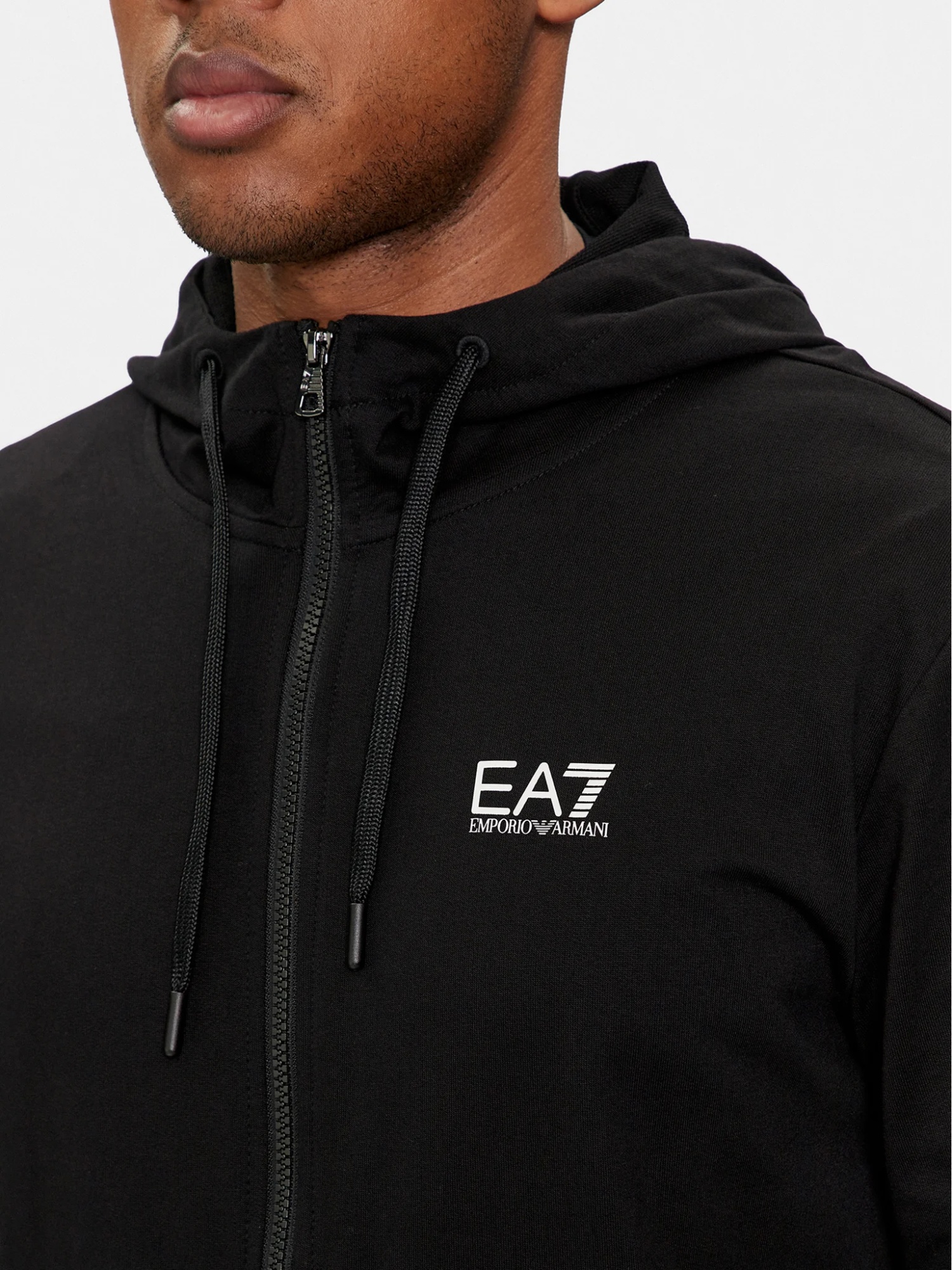 Ea7 Logo-print Zip-up Hoodie In Black