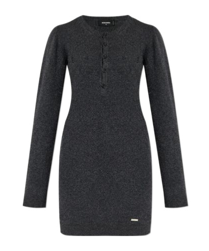 Dsquared2 Fine-knit Wool Minidress In Black