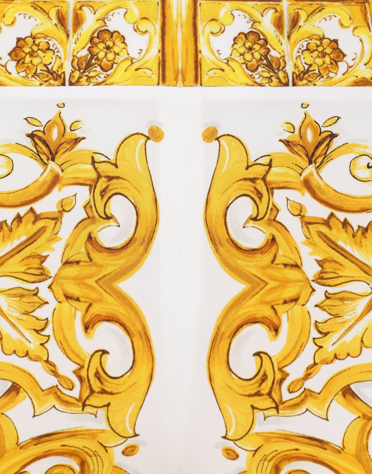 Dolce & Gabbana Majolica Trumpet-leg Silk Pants In Multicolor