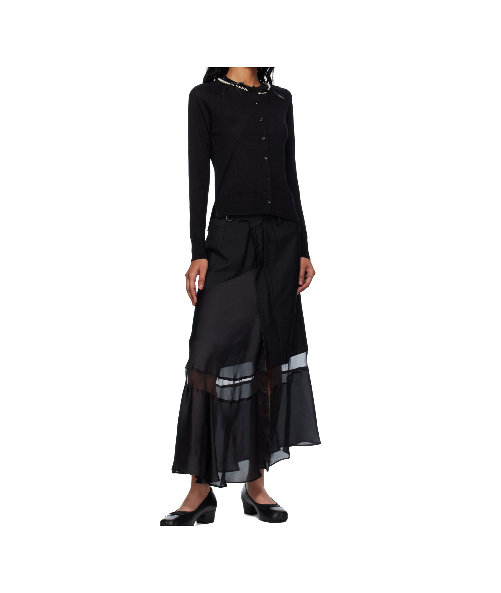Simone Rocha Pearl-chain Cardigan In Black