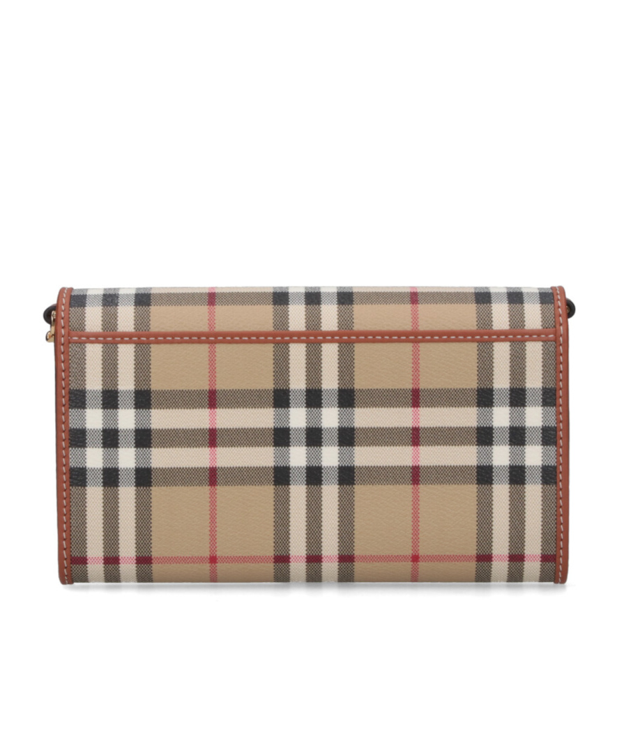 Burberry Beige Fabric Wallet With Multicolor Check Pattern In Brown