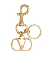 Valentino Vlogo Signature Metal Bag Charm With Key Ring In Nude