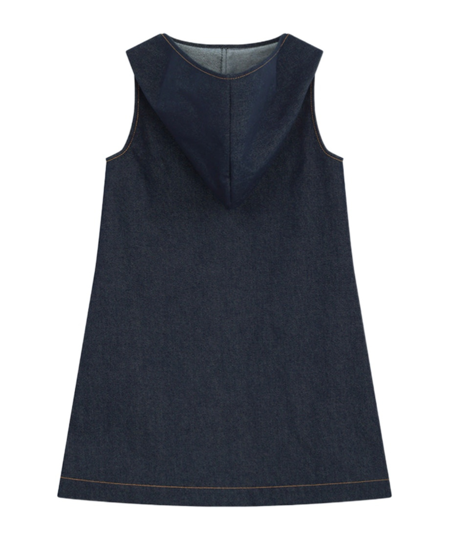 WE11 DONE HOODED DENIM MINI DRESS