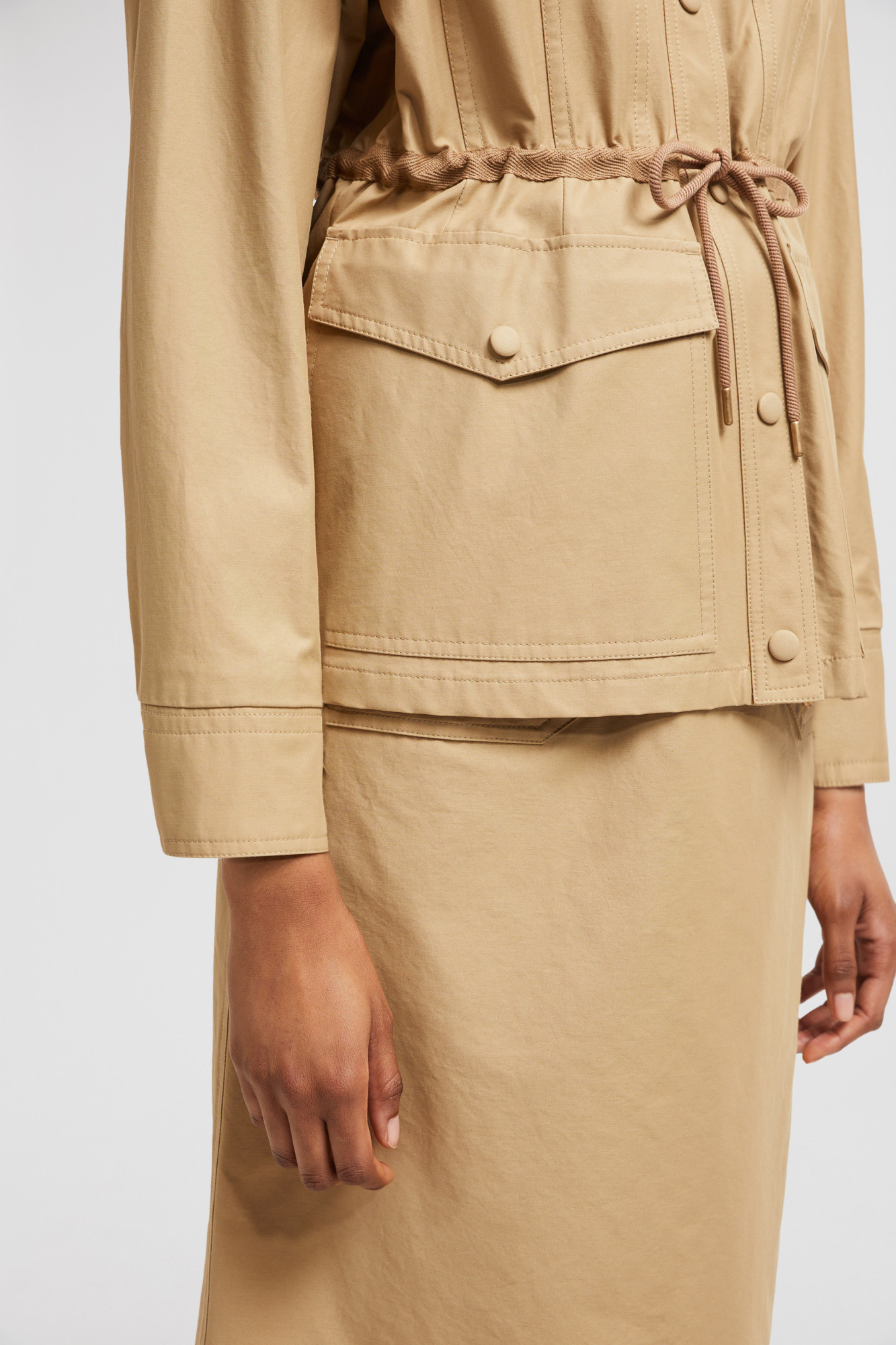 Moncler Saulon Technical Twill Field Jacket In Nude