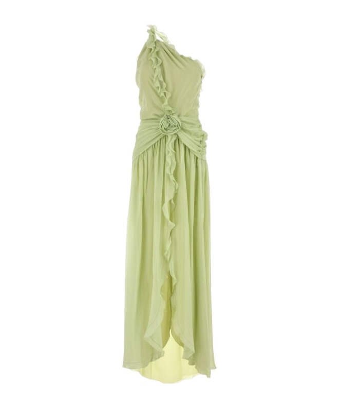 BLUMARINE BLUMARINE ONE-SHOULDER 3D ROSE RUFFLED DRESS