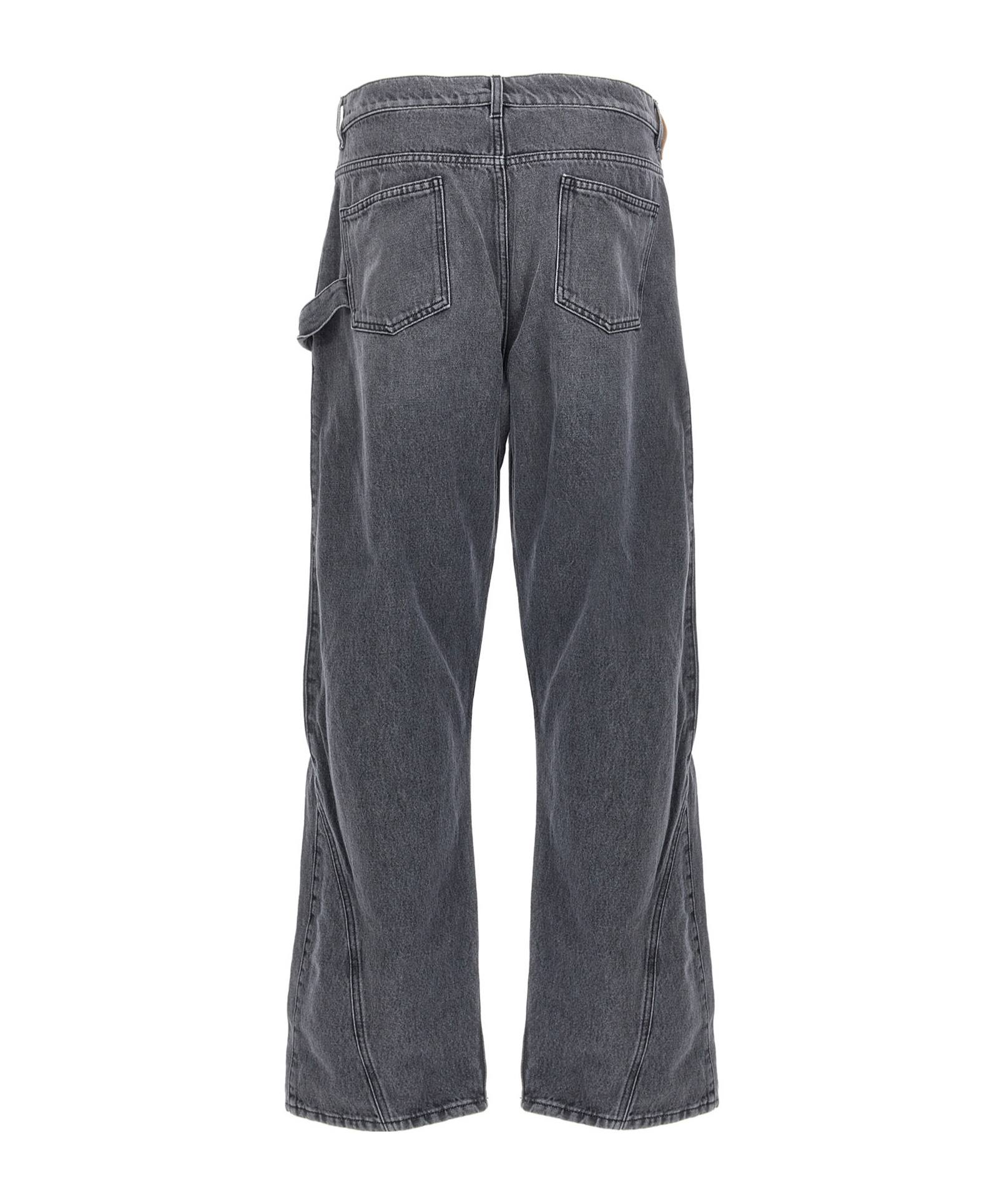 Jw Anderson J. W. Anderson Relaxed Fit Grey Jeans With Diagonal Stitching And Embroidered Logo In Gray