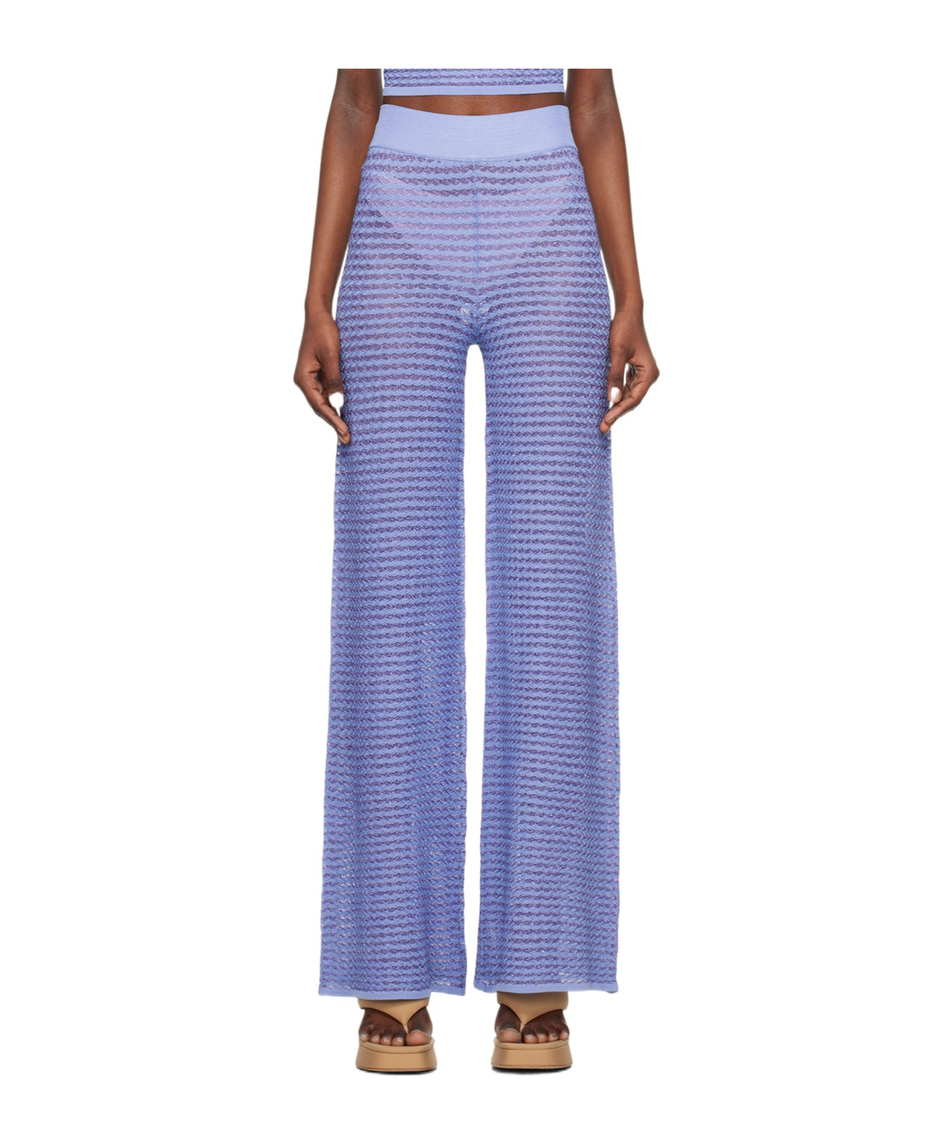 Remain Birger Christensen Striped Elastic Waist Casual Pants In Blue
