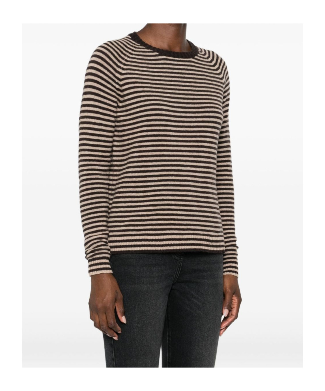 Baserange Striped Crew Neck Sweater In Brown