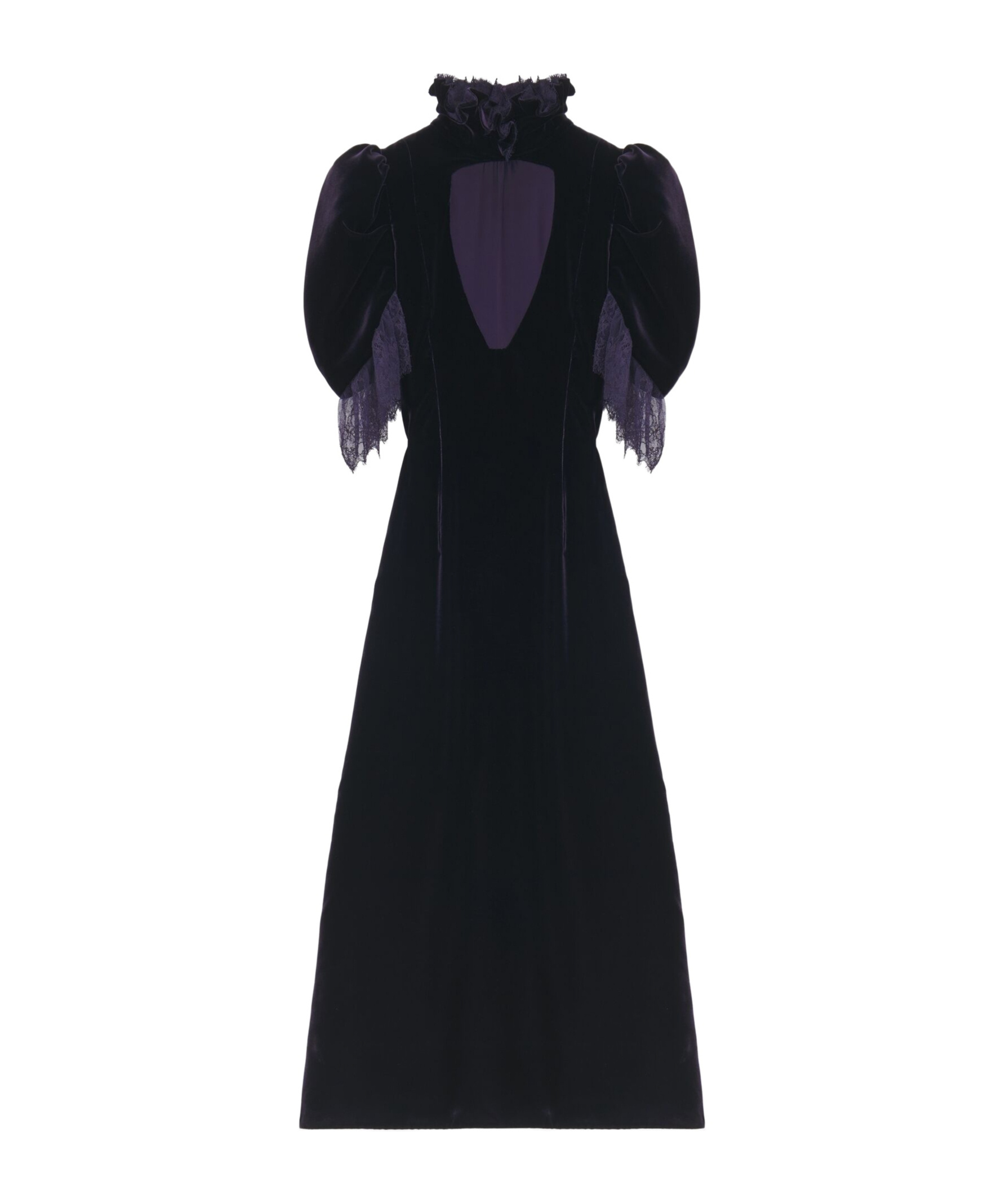 Alexander Mcqueen Chiffon And Lace-trimmed Velvet Midi Dress In Black