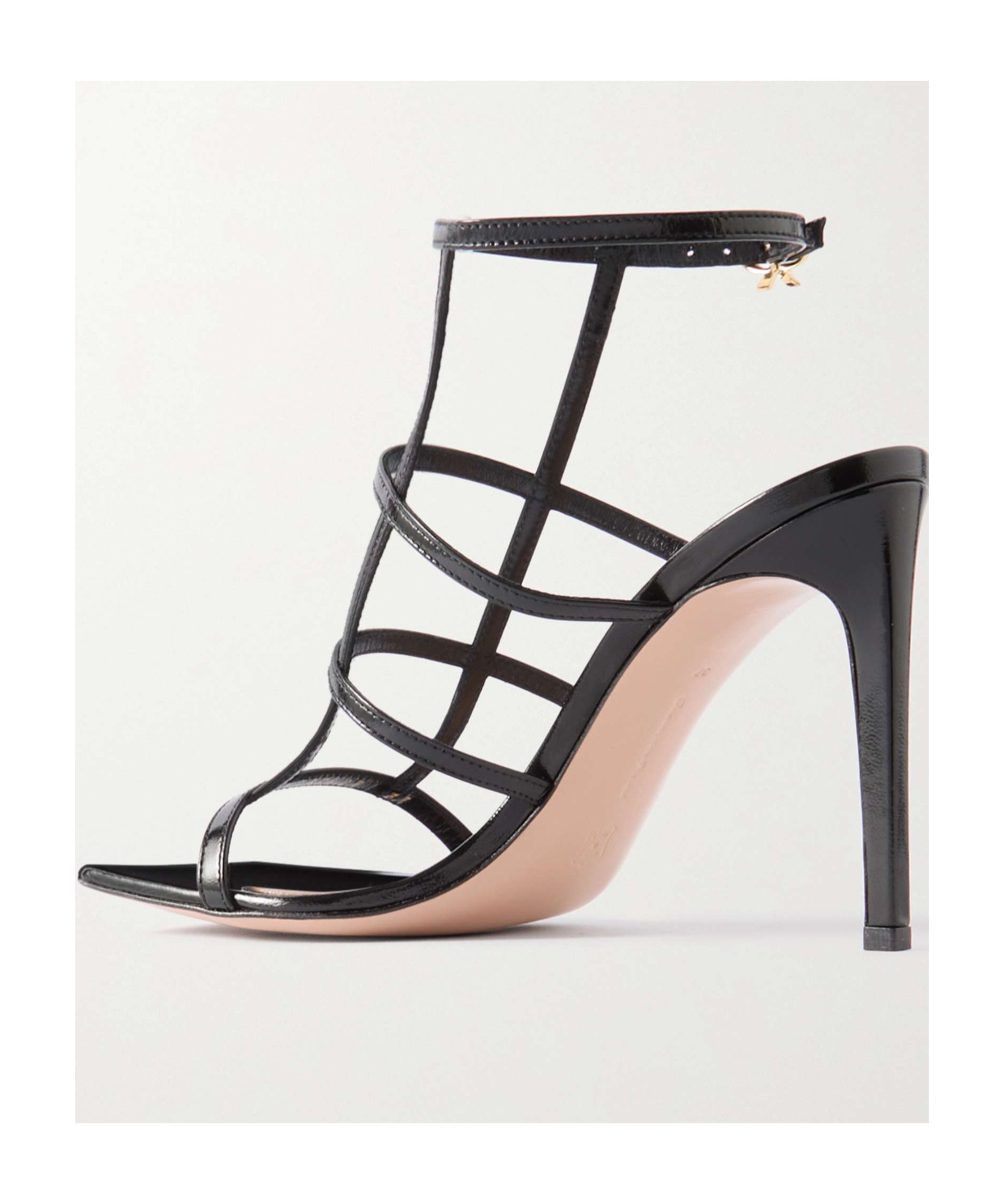 Gianvito Rossi Mondry 95 Caged Leather Sandals In Black