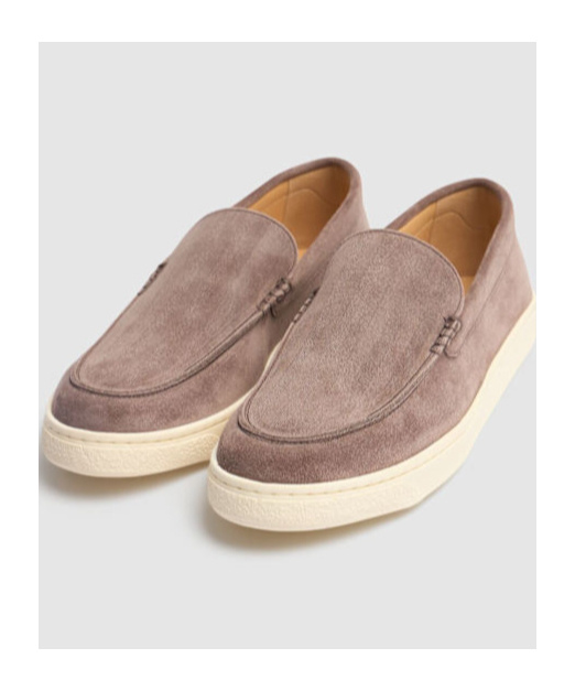 Brunello Cucinelli Suede Calf Leather Slip-on In Grey