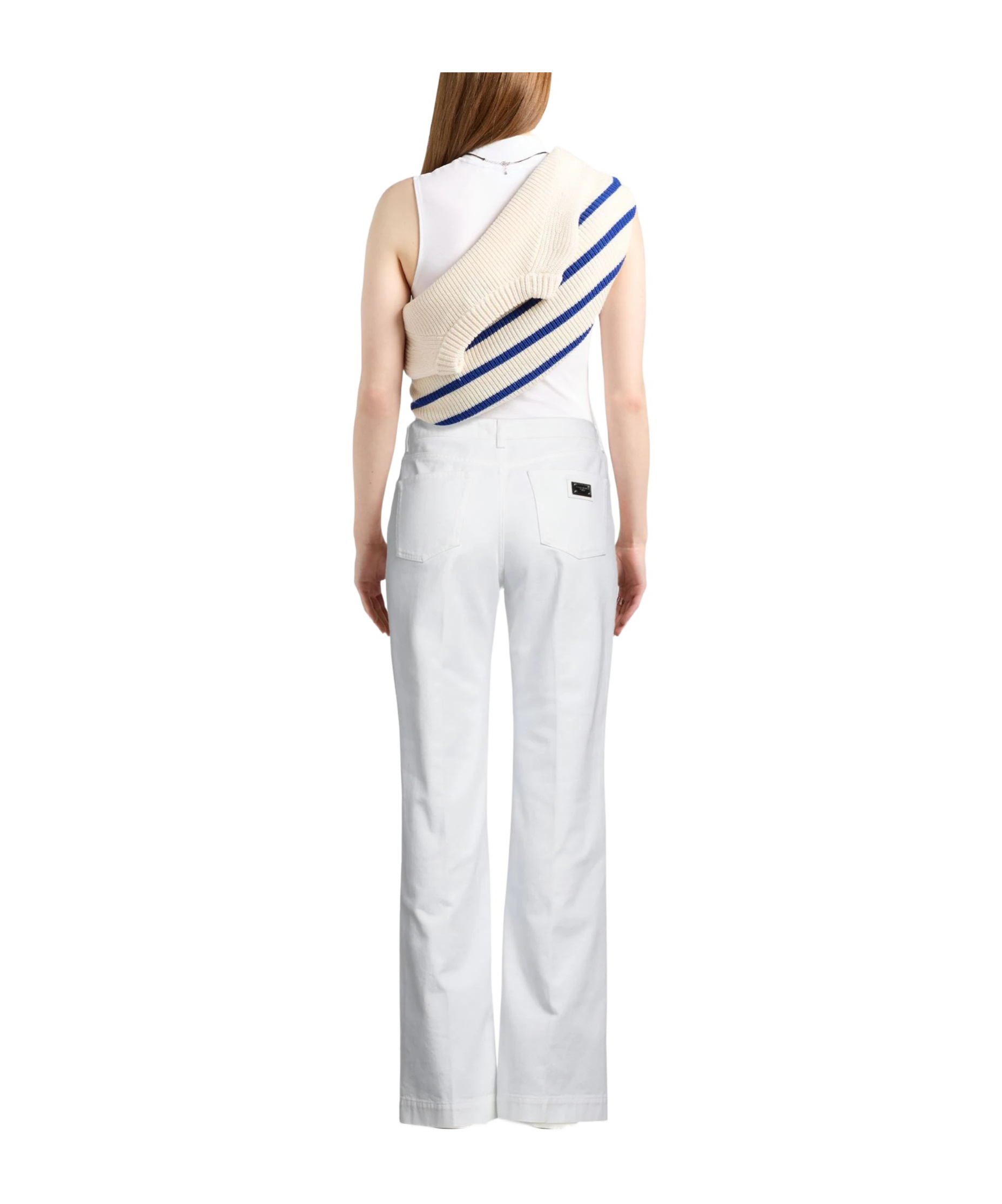Dolce & Gabbana Solid Color Bootcut Jeans In White