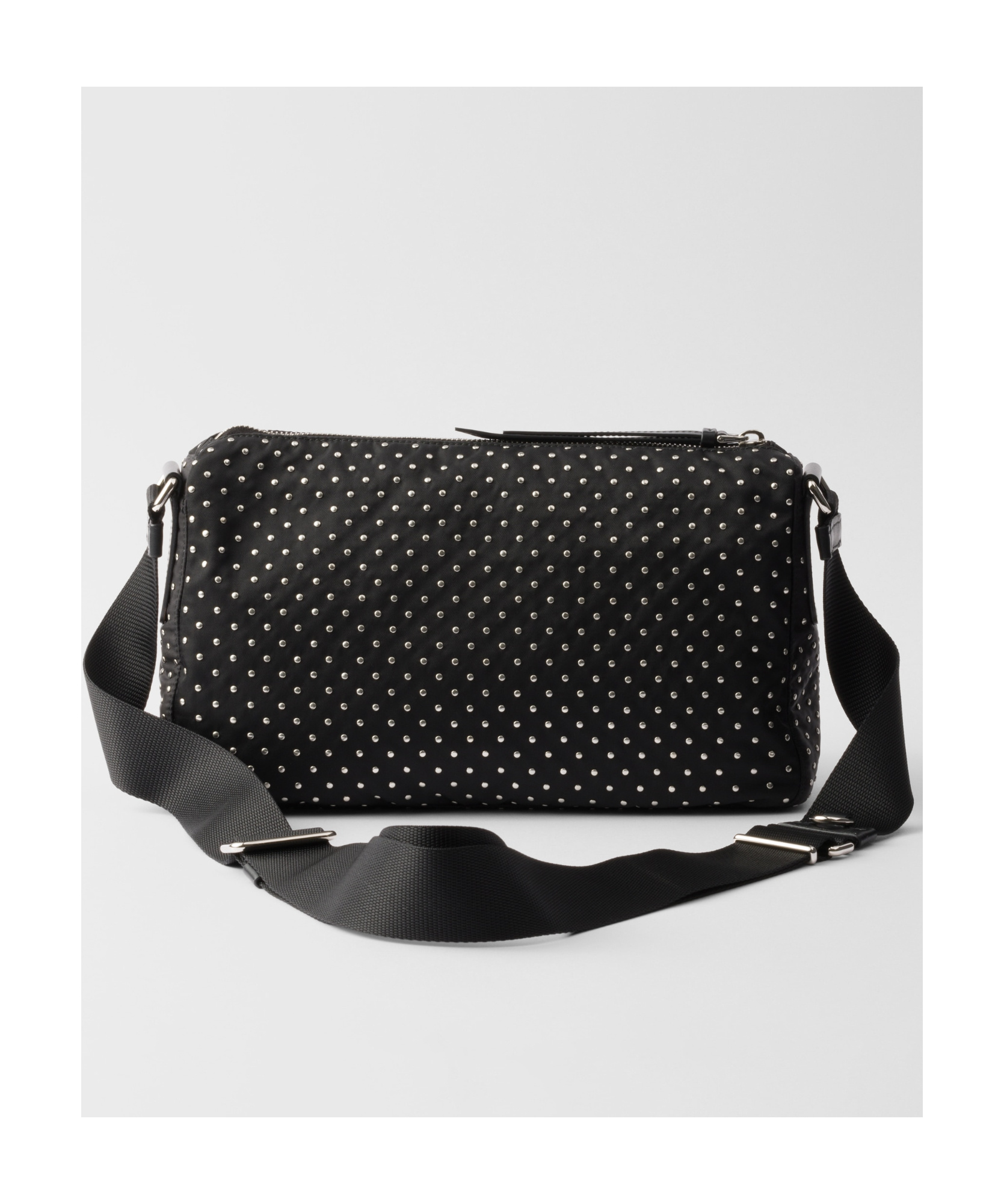 Prada Studded Re-nylon Crossbody Bag In Black