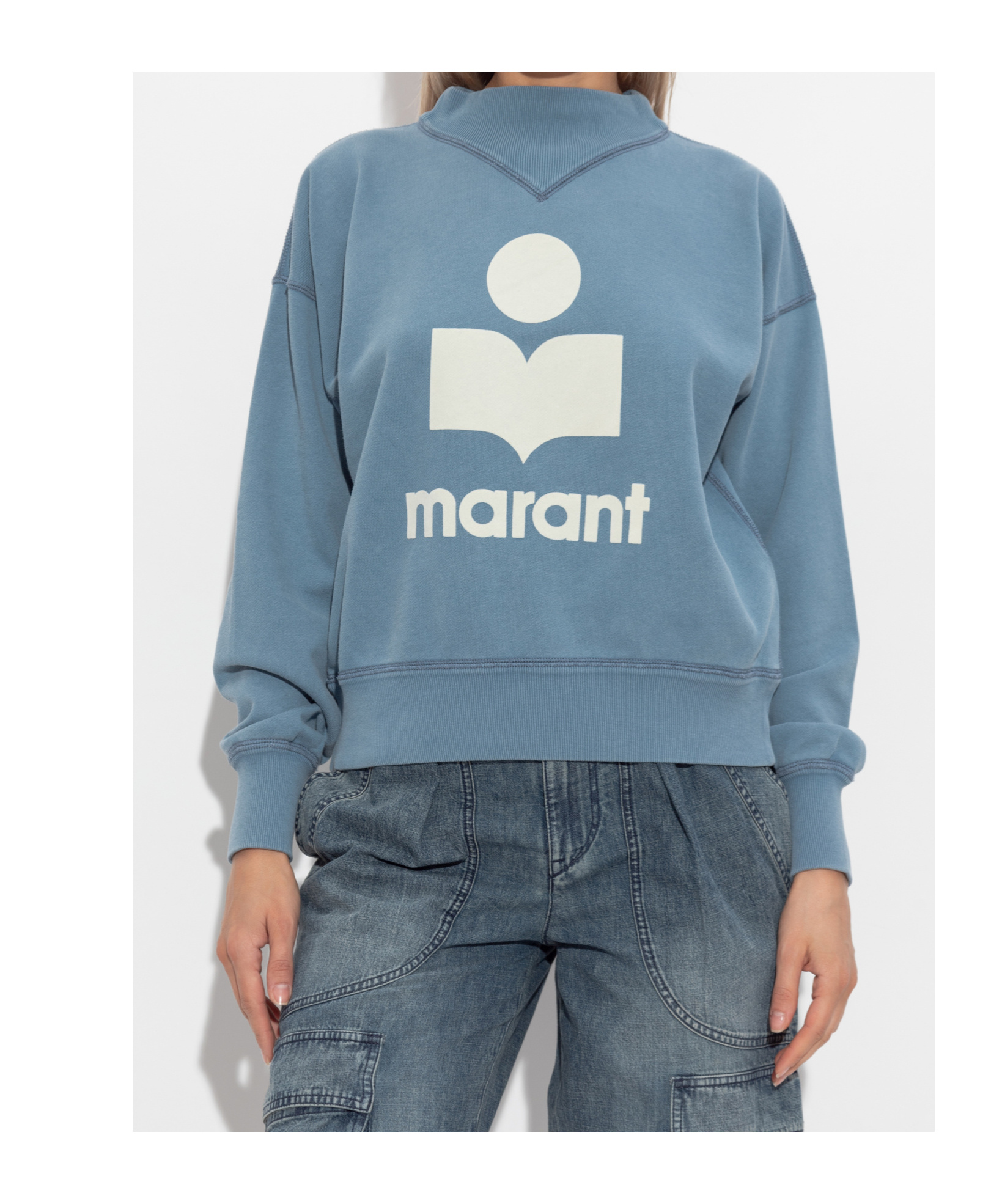 Isabel Marant Étoile Logo-print Cotton-blend Sweatshirt In Blue