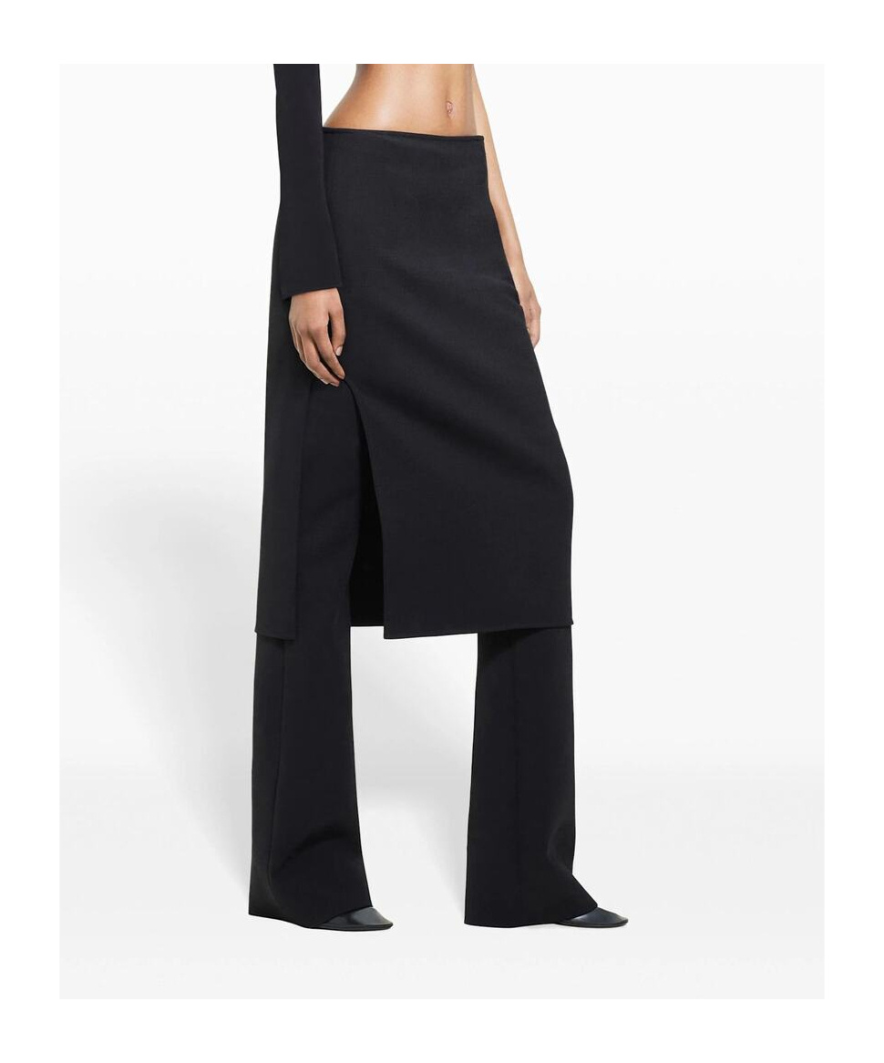 Courrèges Black Oblique Tailored Midi Skirt In Black