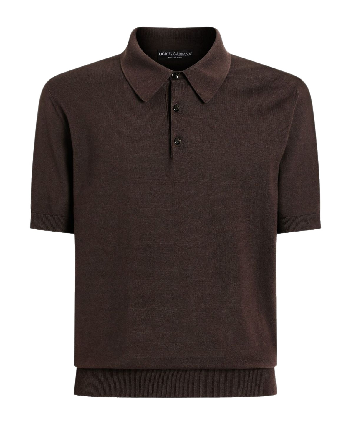 Dolce & Gabbana Brown Polo In Cotton Short-sleeves In Black