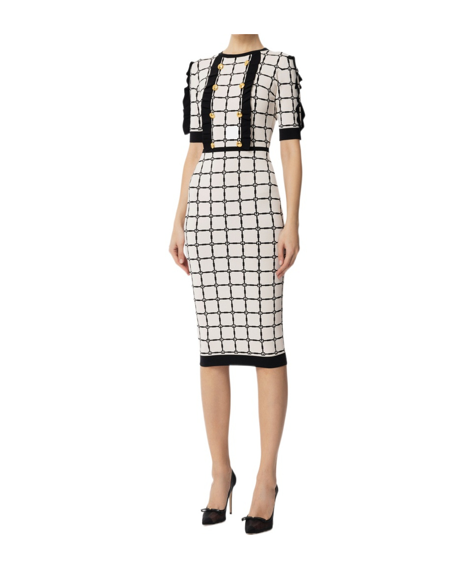 Elisabetta Franchi Trumpet-shaped Mid-length Dress In White