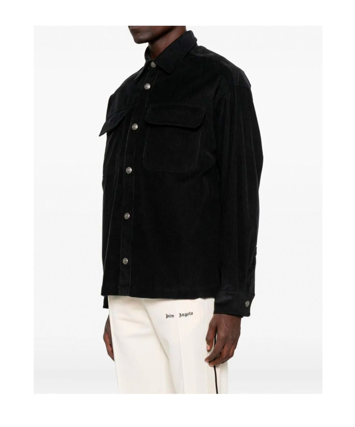 Palm Angels Corduroy Button-fastening Overshirt In Black