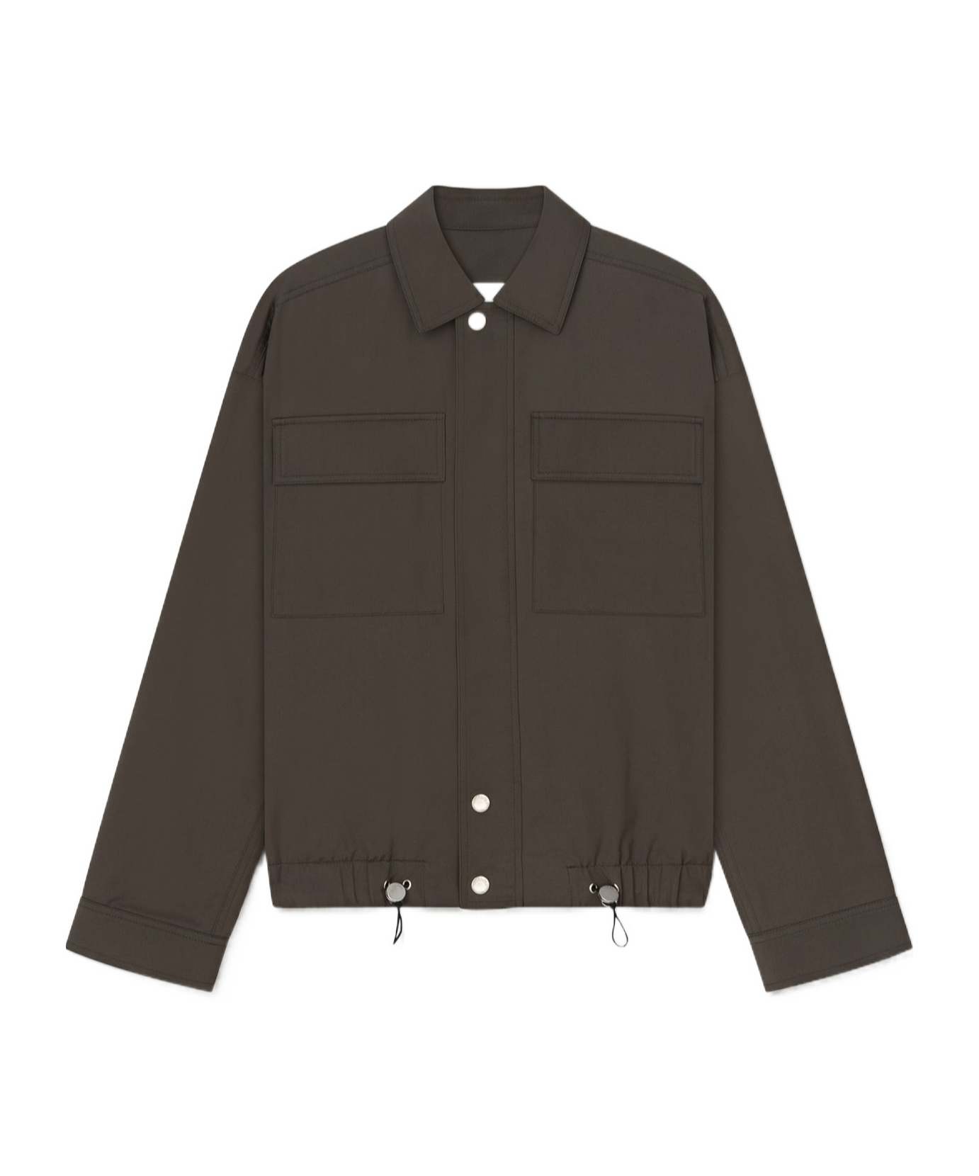 Nanushka Drawstring Twill Shirt Jacket In Green