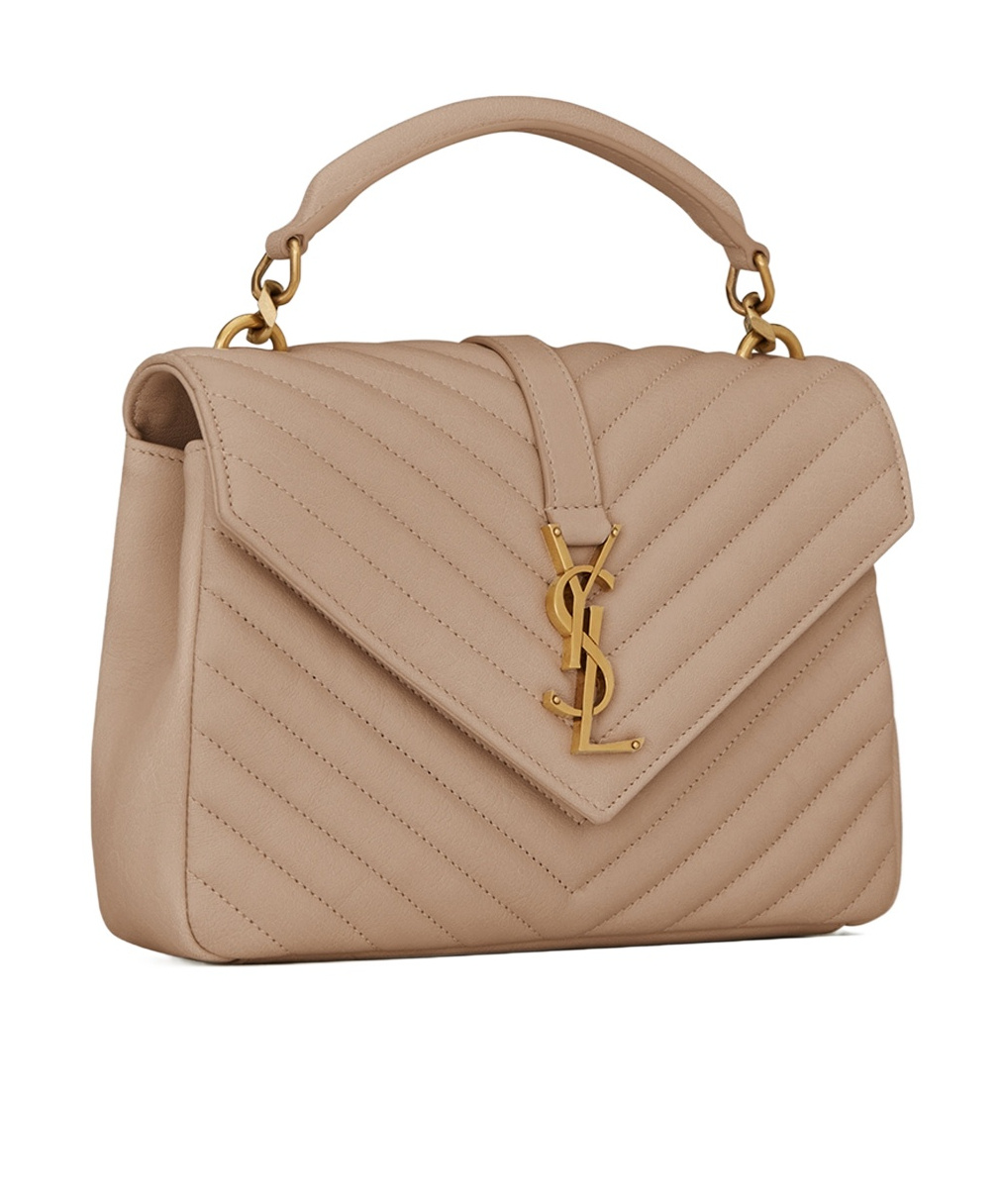 Saint Laurent College Medium Shoulder Bag In Nude