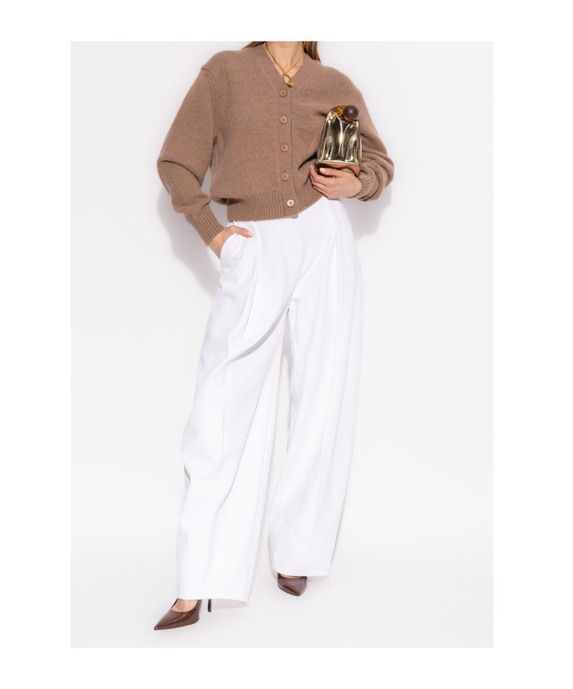 Jacquemus Womens V-neck Branded Alpaca-blend Knit Cardigan In Brown
