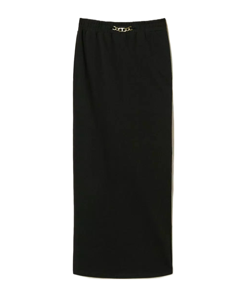 Twinset Cotton Maxi Skirt In Black
