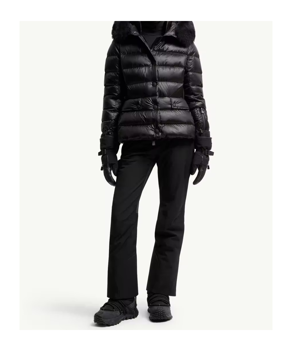 Moncler Armoniques Hooded Shearling-trimmed Down Ski Jacket In Black