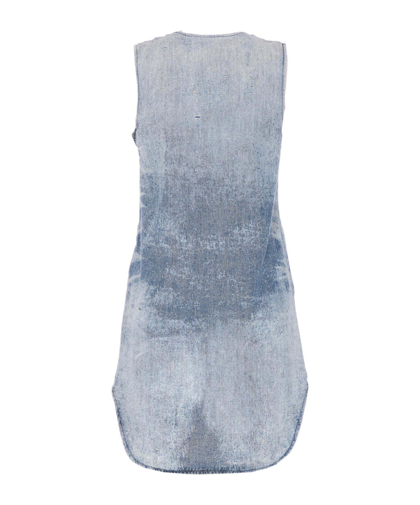 Diesel Sleeveless V-neck Distressed Denim Dress In Blue
