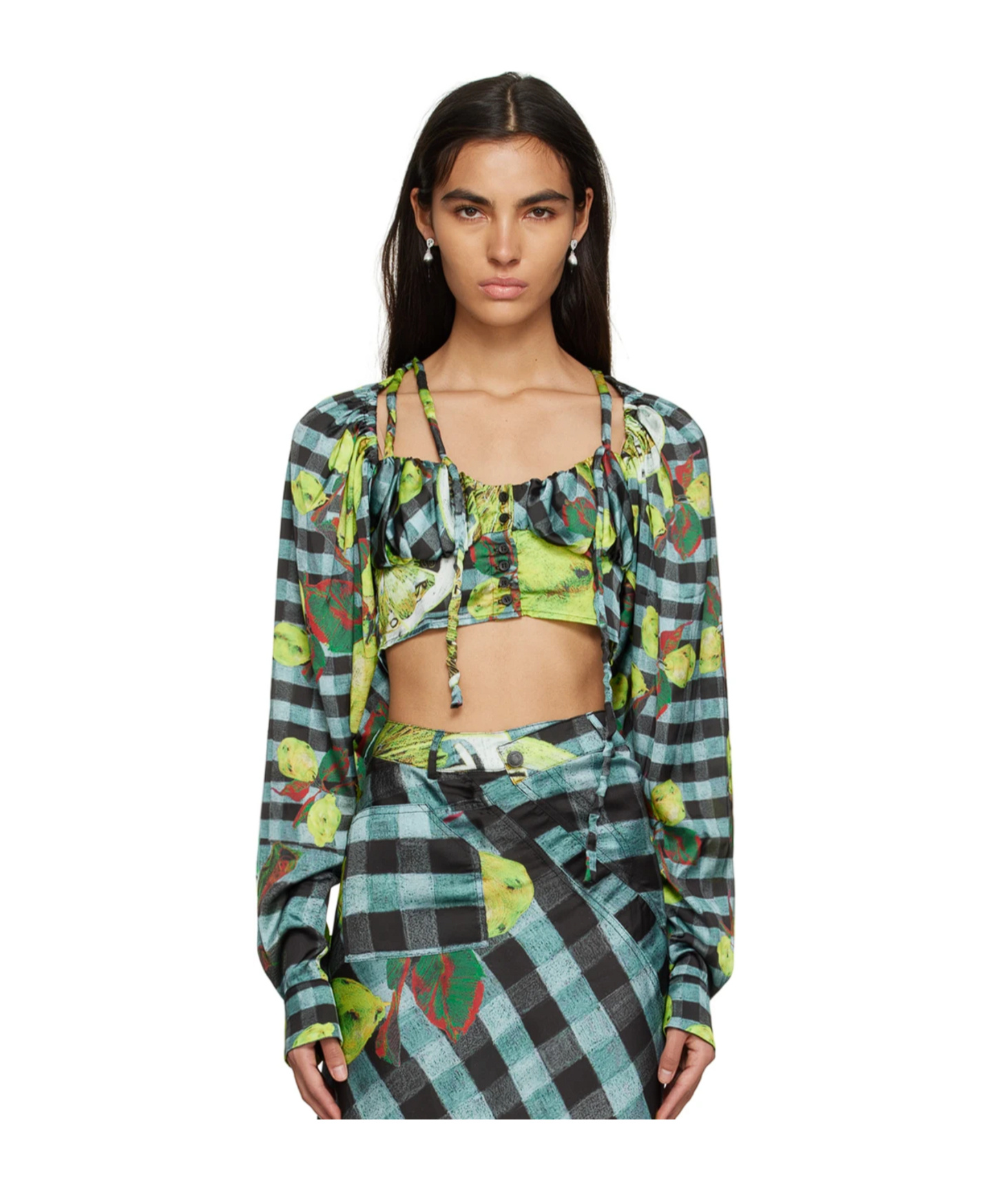 Ottolinger Lemon Check Pattern Blouse In Green
